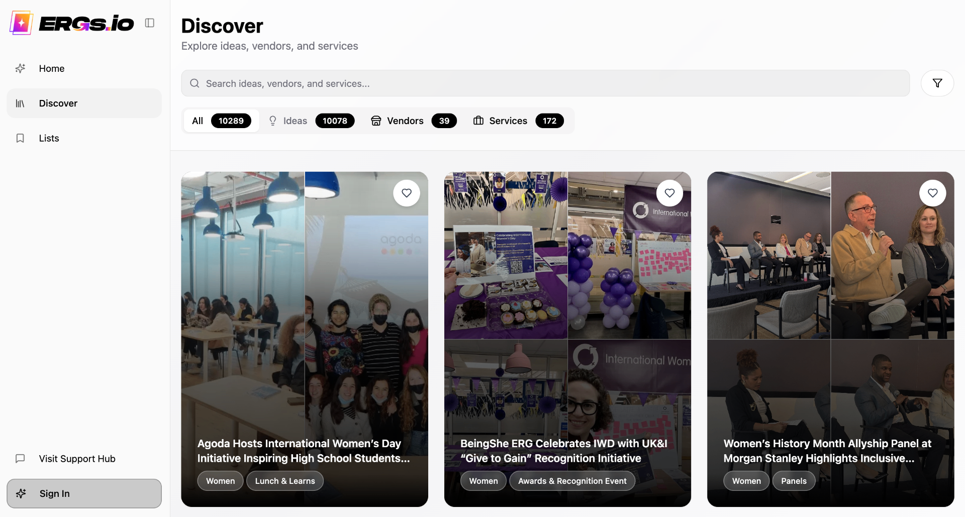 ERGs.io Discover — programming ideas